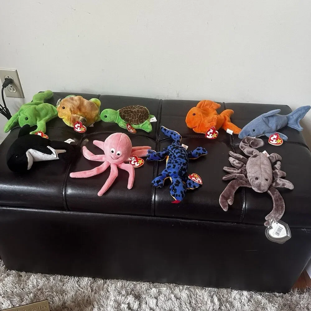 Huge Sea Life Vintage 9 Beanie Babies Rare Lot W TAGS Shark Turtle Frog Fish #2